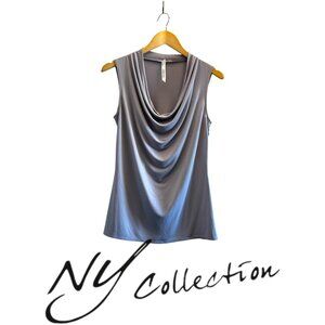 NY Collection Draped Cowl Neck Sleeveless Blouse Minimalist Staple Career
